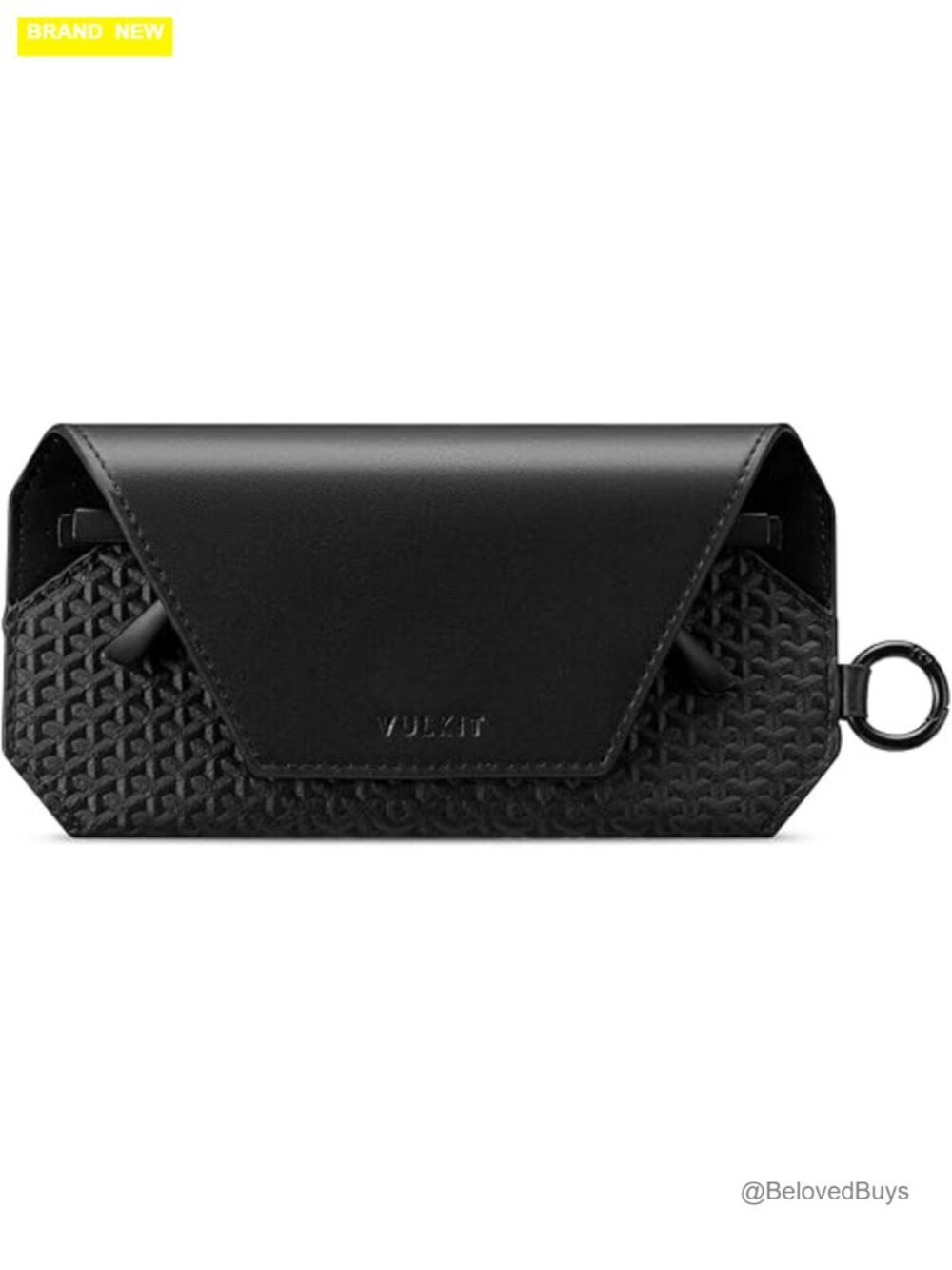 Slim Faux Leather Eyeglass Case with Key Ring and Lanyard